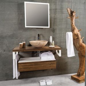 CIPI Teak White Top 88 Drewniany blat z białymi relingami