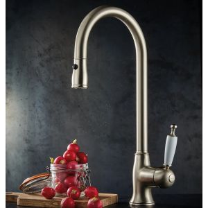 BUGNATESE Kitchen 6395 Bateria kuchenna z wyciąganą wylewką retro nikiel szczotkowany