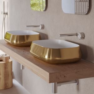 HIDRA CERAMICA Bounce BN55 Umywalka nablatowa złoto biała