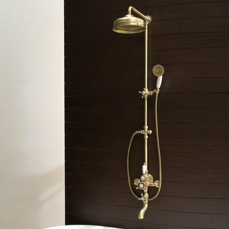 HUBER Victorian 592VT21H Bateria wannowa z deszczownicą brąz mosiądz antyczny