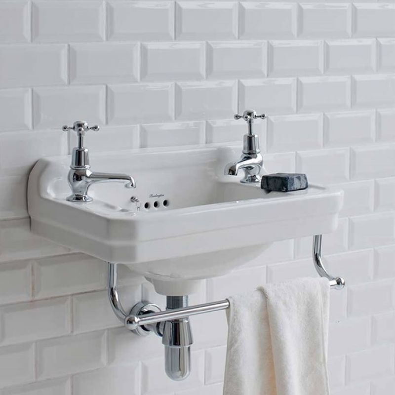 BURLINGTON Edwardian B8T6 Umywalka retro mała wąska wisząca z wieszakiem 51x30